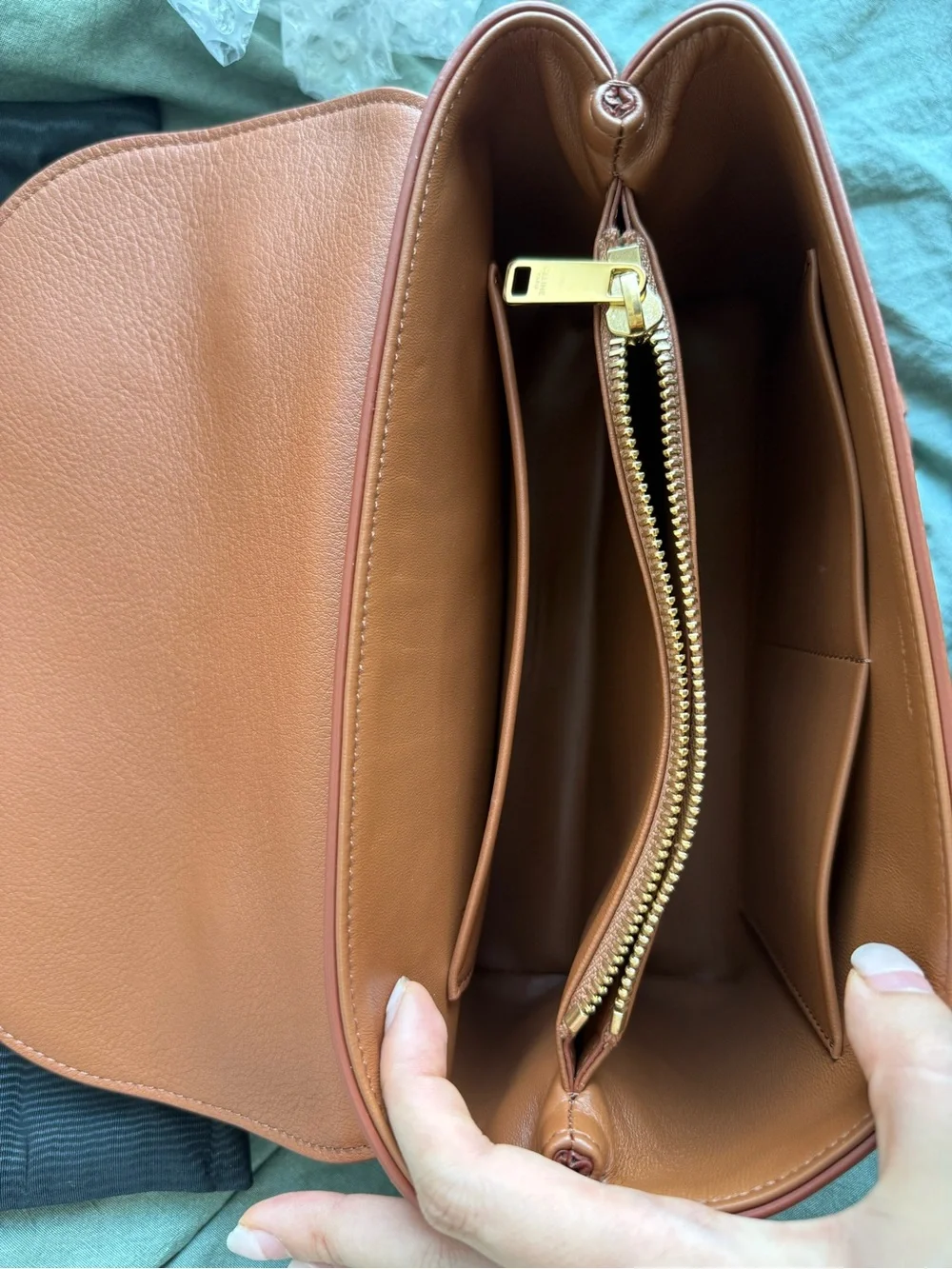Celine Medium Nino Bag in Supple Grained Calfskin Leather in Tan